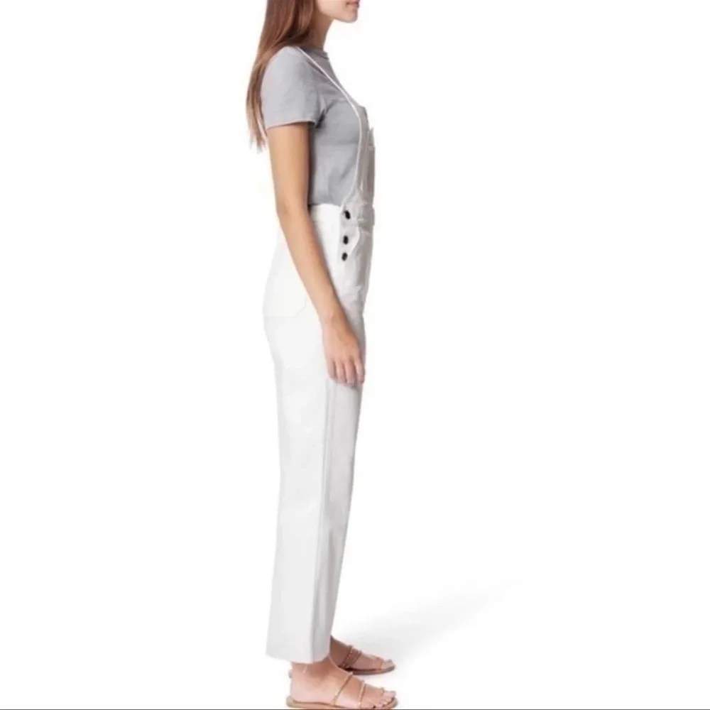 NWT Joe’s Jeans Overalls White Medium Raw Hem Straight Leg 100% Cotton Denim - Picture 3 of 13